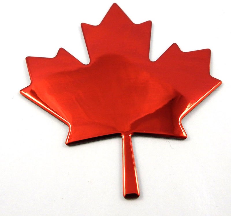 Car Chrome Decals Maple Leaf Canada RED Finish Decal Emblem 3D Sticker car Bike 2.7" Flexible - Image 1